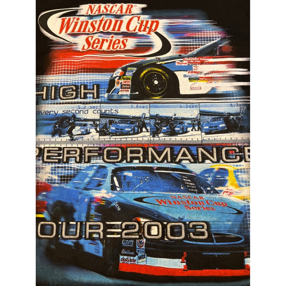 Vintage NASCAR‎ Winston Cup Series 2003 Tour T-Shirt Black XL High Performance